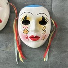 2 Vintage Ceramic Mardi Gras Wall Masks Taiwan Hand Painted Clowns 6 