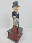 Vintage Uncle Sam Mechanical Bank Cast Iron W Stopper Works See Video 