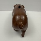 Handmade Brown Pottery Piggy Bank Ceramic With Cork Stopper Farmhouse 8x5in
