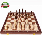 15  Folding Wooden Chess Set With Storage Portable Board 2 Extra Queens