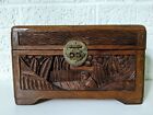 Vintage Asian Wooden Hand Carved Wooden Good Luck Chest
