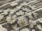White And Ivory Lot Of Beaded Flower Appliques For Dress  Headpiece  Or Crafts