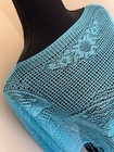 Lace Poncho Womens Fringe Shawl Boho Festival Blue Metallic Thread