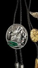 Lot Of Five Western Animal Themed Bolo Ties  Pewter  Brass  Leather Cords  