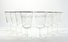 1950s Mid-century Vintage 27-piece Drinkware Set  White Leaf Band   Silver Rim