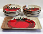 Crate And Barrel Roma Tomato Pasta Set Of 6 Bowls And Tray Handpainted Italy Euc