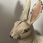 Antique 11    Tall Cast Iron Hubley Bunny Doorstop Original White And Pink Paint 
