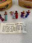 6 Vintage Handmade Miniature Guatemalan Worry Dolls In Wooden Box  with Story