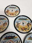 Vintage Set Of 6 Little America Wyoming Metal  Aluminum Coasters 