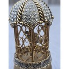 Vintage Birdcage Trinket Box Gold Silver Rhinestone Hinged Magnetic Jewelry Case
