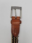 Braided Leather Belt Mens Size 40 Brown Tan Woven Casual Genuine Leather Buckle