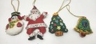 Vintage Handmade Santa Claus snowman tree bell Felt Sequin Christmas Ornaments
