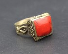 Afghan Ring  Traditional Alpaka Ring  Tribal Coral Stone Adorable Ring  Size 8us