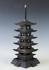 Japanese Old Vintage Iron Figure Five Story Pagoda           Tsushima
