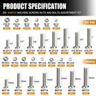 408pcs Machine Screws 304 Stainless Steel Nuts And Bolts Assortment Kit    6-32 