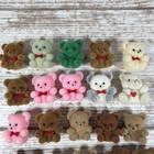 Vintage Mini 1    Flocked Teddy Bears  lot Of 31  Fuzzy Miniature Multiple Colors