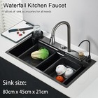 31 5  Black Kitchen Sink Single Bowl Stainless Steel Sink Drop In Workstation
