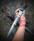 Ubr Custom Handmade High Carbon Steel Sai Dagger Knives With Leather Sheath