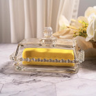 Glass Butter Dish With Lid Countertop Clear Crystal Glass Covered Butter Stick