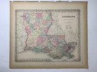 1855 Antique Louisiana Map - Hand-colored From Colton s Atlas - Beautiful Gift 