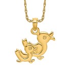 14k Solid Yellow Gold Two Mallard Ducks Necklace