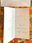 Vintage Libra Mod Zodiac Astrology Nos Birthday Card Retro Ephemera Horoscope