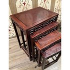 Vintage Chinese Rosewood Nesting Tables Set Of 4 Hand Carved Longevity Symbol