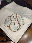 Vtg  Beautiful Hand Embroidered Monogram   Letter G Handkerchief