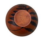 Rustic Signed Turned Cherry Wood Fern Folk Art Bowl Pyrography Carved 2009