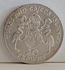 1974 Turks And Caicos Winston Churchill Silver 20 Crown