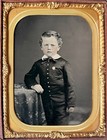 1860s Boy Wearing Civil War Patriotic Badge 1 4 Plate Ambrotype   Badge In Case