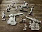 Antique Lead Flat Toy Soldier Lot Cavalry Cannon Military Figures Army Men Old