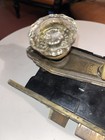 Antique Vintage  Art Deco Glass Door Knob Set Hardware Mortise Lock Plate 1897