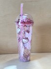 Hello Kitty Pink Glitter Figural Dome Travel Tumbler 24 Oz  Cup Sanrio Nwt