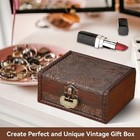 Vintage Decorative Wooden Box With Lock And Key  Hinged Brown 