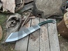 Handmade 32  Recurve Machete - Carbon Steel Blade - Full Tang W  Leather Sheath