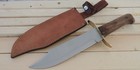 15    Classic Bowie Knife Wood Handle Carbon Steel Xl Leather Sheath Sharp Big