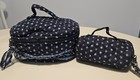 Vera Bradley Seaport Navy Round Cosmetic Bag   Jewelry Bag Blue Paisley Floral 