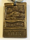 Rare 1970s Vintage Harrahs Casino Reno Nevada Brass 1043 Hotel Keychain fob Lqqk