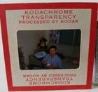Kodak Slide 1950s Red Border Kodachrome Man Openning Present Christmas