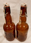 Grolsch Lager Beer Bottles Set Of 2 Amber Brown With Swing Top Stopper Vintage