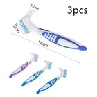 3 Pcs Denture Cleaning Brushes Portable Soft Bristle False Teeth Care