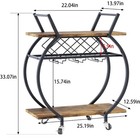 2 Tier Rolling Bar Cart Home Serving W  Wine Rack   Wheels Modern Rustic Round
