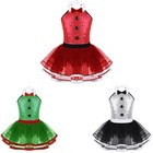Kids Girls Leotard Xmas Dance Dress Ballet Costume Buttons Dancewear Shiny Mesh