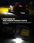 1 75 -2  Utv Rear View Side Mirrors W  Yellow Spot   puddle Lights For Polaris Rzr