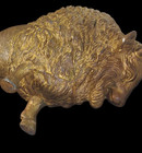 Antique Cast Metal Bronze Bison Buffalo Sculpture Figurine Coppery Gold Finish