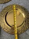 Vintage  12  Solid Brass 12 charger Plates Filigree And Floral Made In India