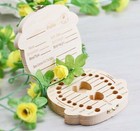 Childs Baby First Tooth Keepsake Wooden Storage Box For Kids Boy Girl Milk Teeth