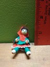 Vtg Dollhouse Miniature Toy Girl Doll W  Brown Yarn Hair Handcrafted Artisan