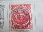 Vintage Scott Album Page Postage Stamps Barbados 19th   20th Century Used Hinged